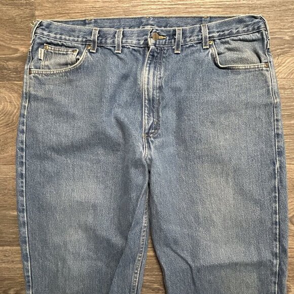 Vintage Carhartt Jeans Size 44x32 Straight Fit Heavyweight 5-Pocket B998 DST - Picture 5 of 9